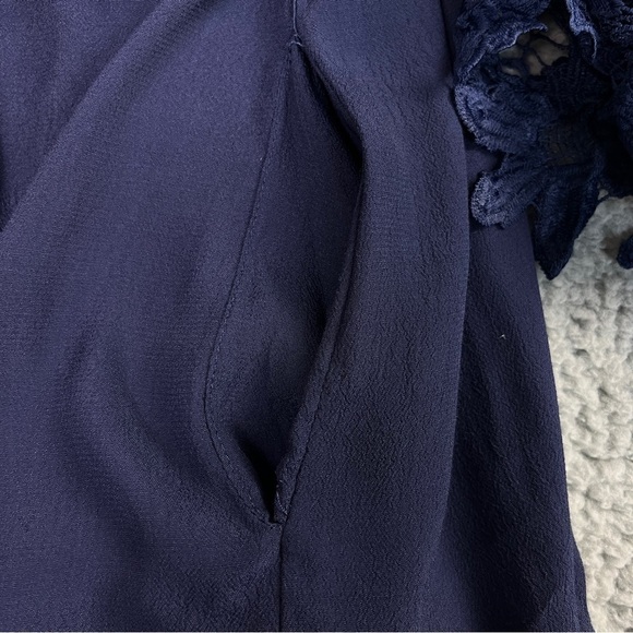 2 Chic Luxe Navy Lace Off the Shoulder Bell Sleeve Dress size: One Size - Picture 12 of 13
